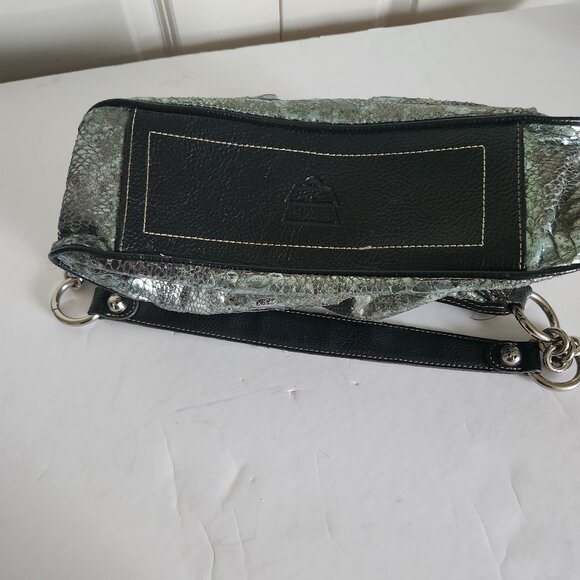 Vintage Kathy Van Zeeland Studded Metalic Pewter Bag Purse - Picture 9 of 10